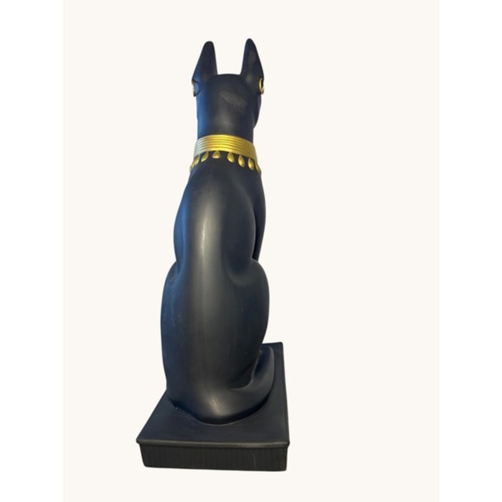 Franklin Mint Guardian of the Nile Bastet Cat Fine Black Porcelain 24K Gold 1989 - Picture 3 of 15